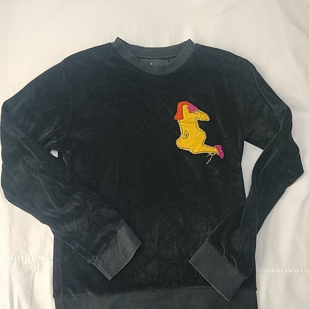 Vintage Y2K Velour Top With Pinup Silhouette